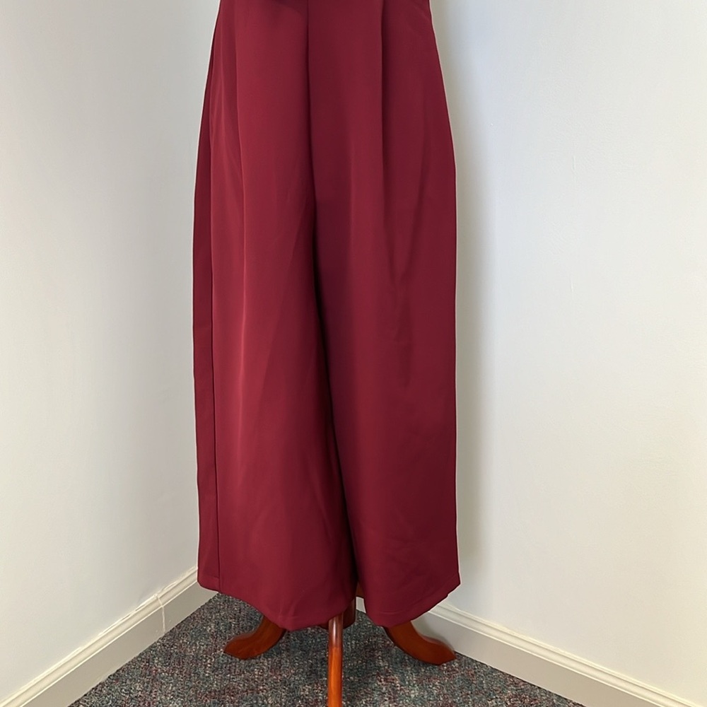 Nordstrom soieblu burgundy jumpsuit. Side zip. twist front, wide leg crop, NWT! - Picture 3 of 10